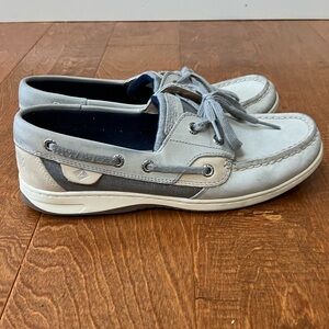 Women’s Sperry Topsider Bluefish Metallic Mesh Gray Boat Shoes - 9